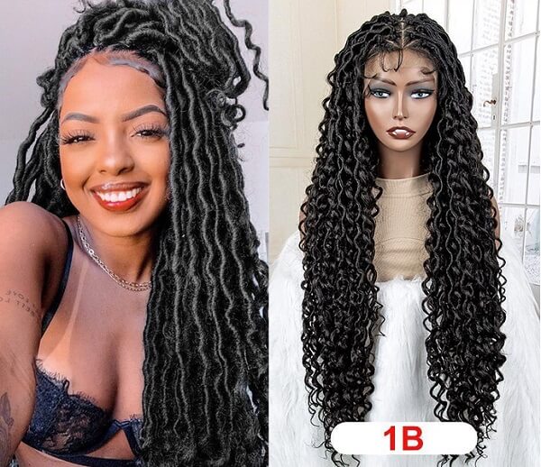 Boho Locs Knotless Braided Wig with Curly Ends 36