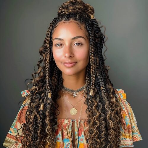 50 Cute Bohemian Knotless Braids Hairstyles