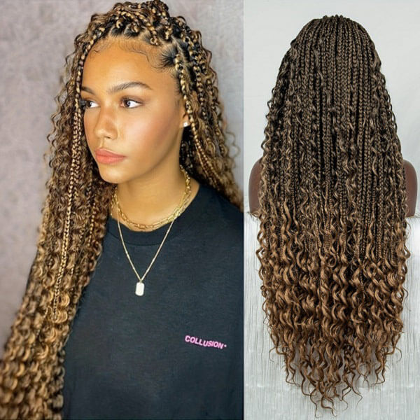 Knotless Boho Box Braided Wig 36" Over Hip Length Tangle-Less Full HD Lace Braided Wig-MBW23