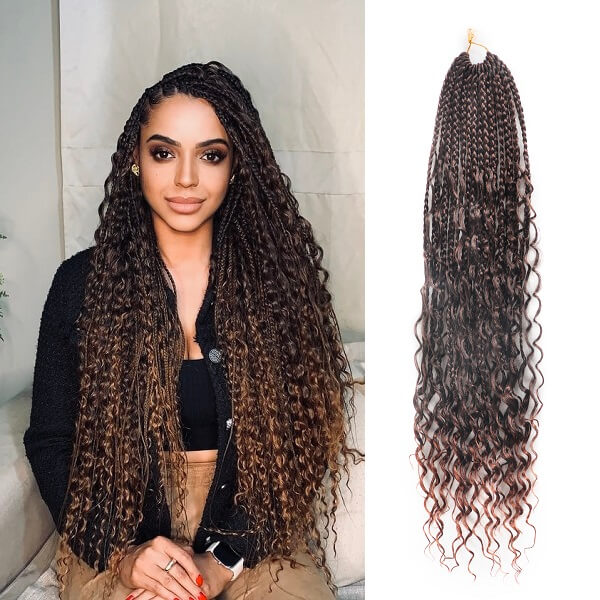 Boho Braids Crochet Braids Bohemian Braids With Curls Crochet Hair 24 Inch-MBW42