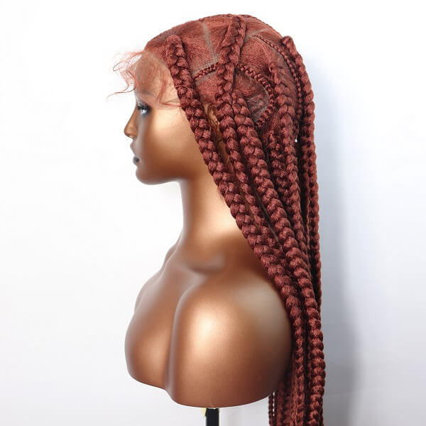 large box braided wig copper hair