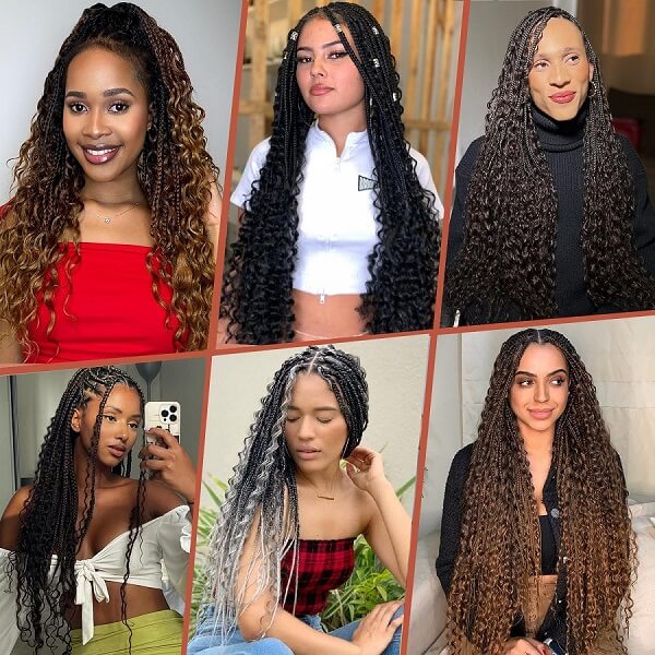 Boho Braids Crochet Braids Bohemian Braids With Curls Crochet Hair 24 Inch-MBW42