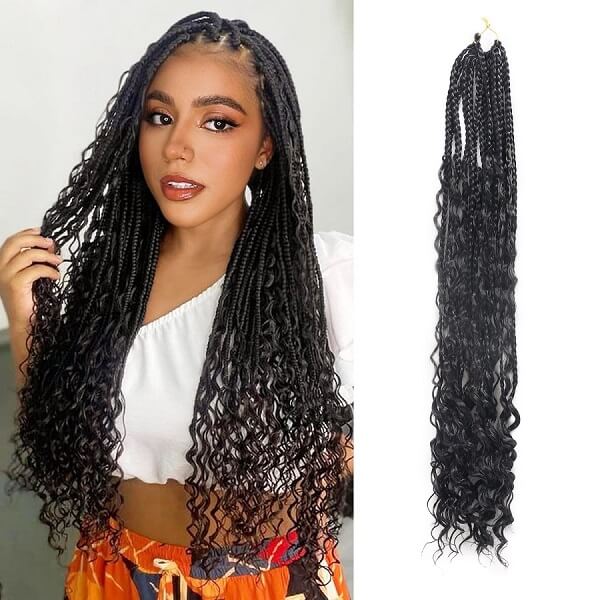 Boho Braids Crochet Braids Bohemian Braids With Curls Crochet Hair 24 Inch-MBW42