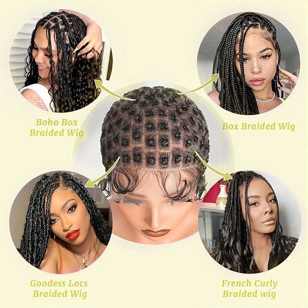 Full Lace Wig Cap For Crochet Box Braids Twists Braided Wig Cap For Braiding Boho Locs-MBW32