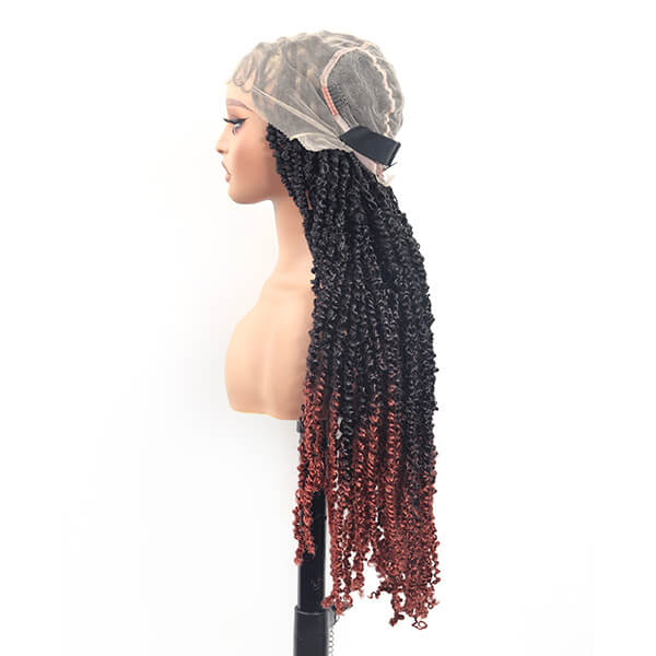 Knotless Passion Twisted Wig Ombre Burgundy Full HD Lace Braided Wig 36 Inch-MBW39