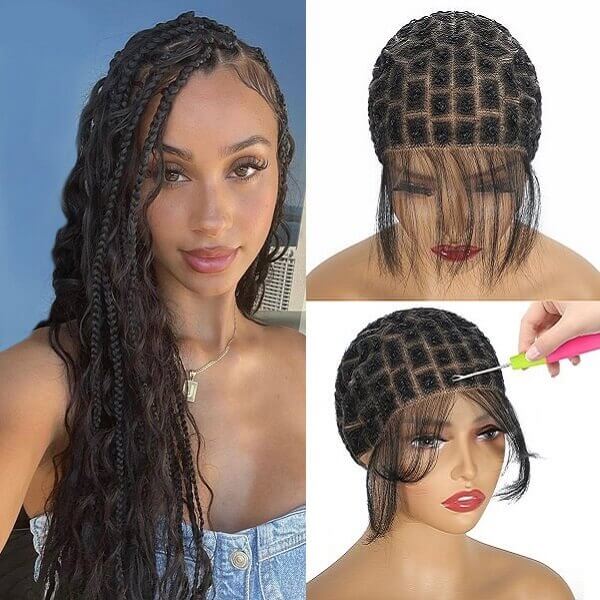 Full Lace Wig Cap For Crochet Box Braids Twists Braided Wig Cap For Braiding Boho Locs-MBW32