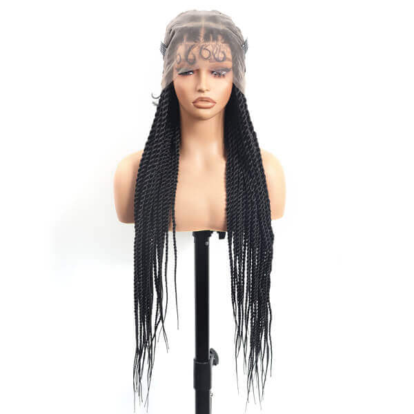 Full HD Lace Twisted Wig Invisible Tiny Knots Full Hand Tied Senegalese Twists Braided Wig 36 Inch-MBW34