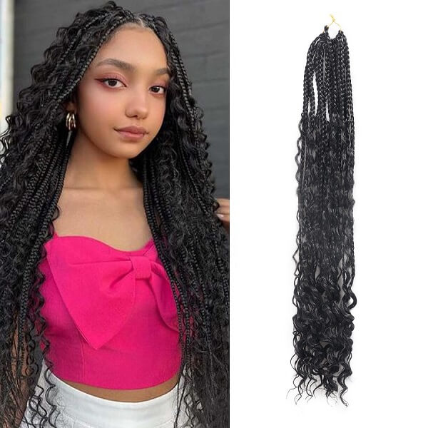 Boho Braids Crochet Braids Bohemian Braids With Curls Crochet Hair 24 Inch-MBW42