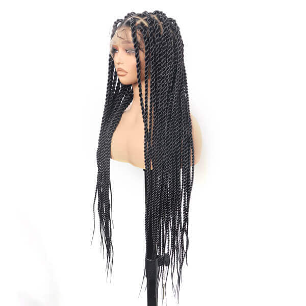 Full HD Lace Twisted Wig Invisible Tiny Knots Full Hand Tied Senegalese Twists Braided Wig 36 Inch-MBW34