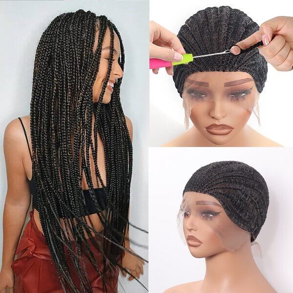 Full Lace Wig Cap For Crochet Box Braids Twists Braided Wig Cap For Braiding Boho Locs-MBW32