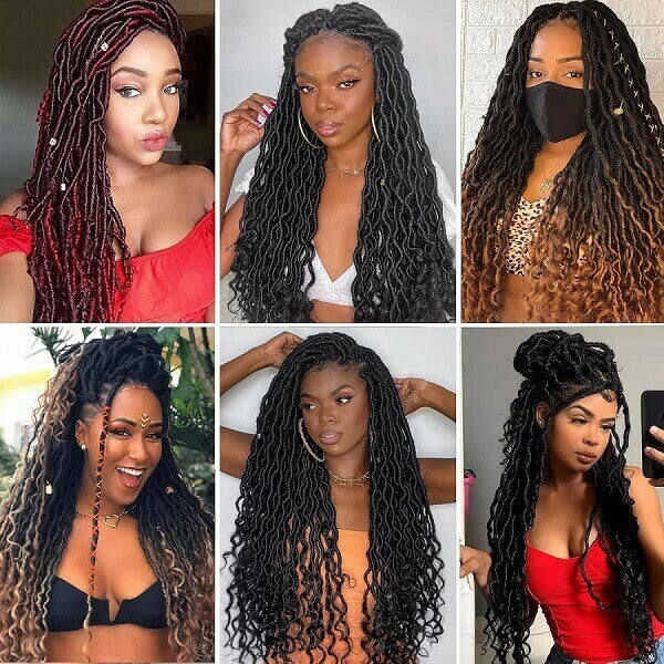 Goddess Locs Crochet Braids 24" Soft Locs With Curly Ends Crochet Hair-MBW41